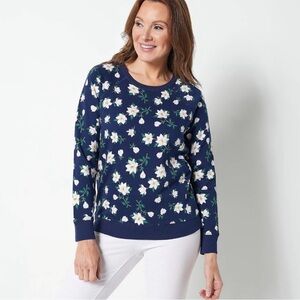 Draper James Navy Magnolia Sweatshirt